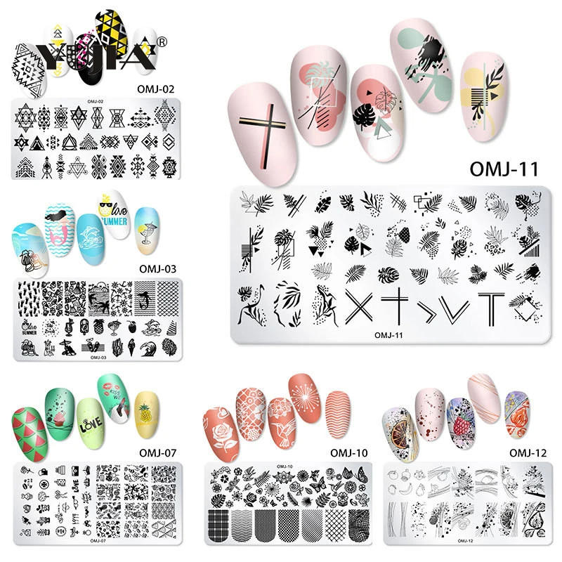 OM-J series nail art stamping plate Christmas tree model new design different nail art