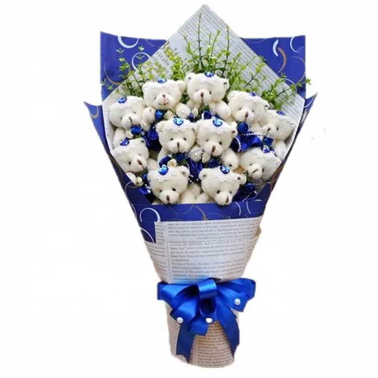Новый стиль подарок на день матери синяя милая плюшевая игрушка плюшевый мишка букет