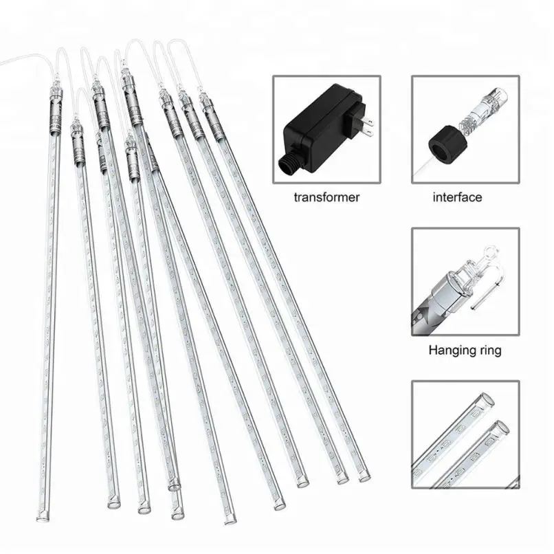 
Wedding Holiday Party Halloween Xmas LED Meteor Shower Rain 50cm 10 Tubes 540 LED Icicle String Raindrop Cascading Lights 