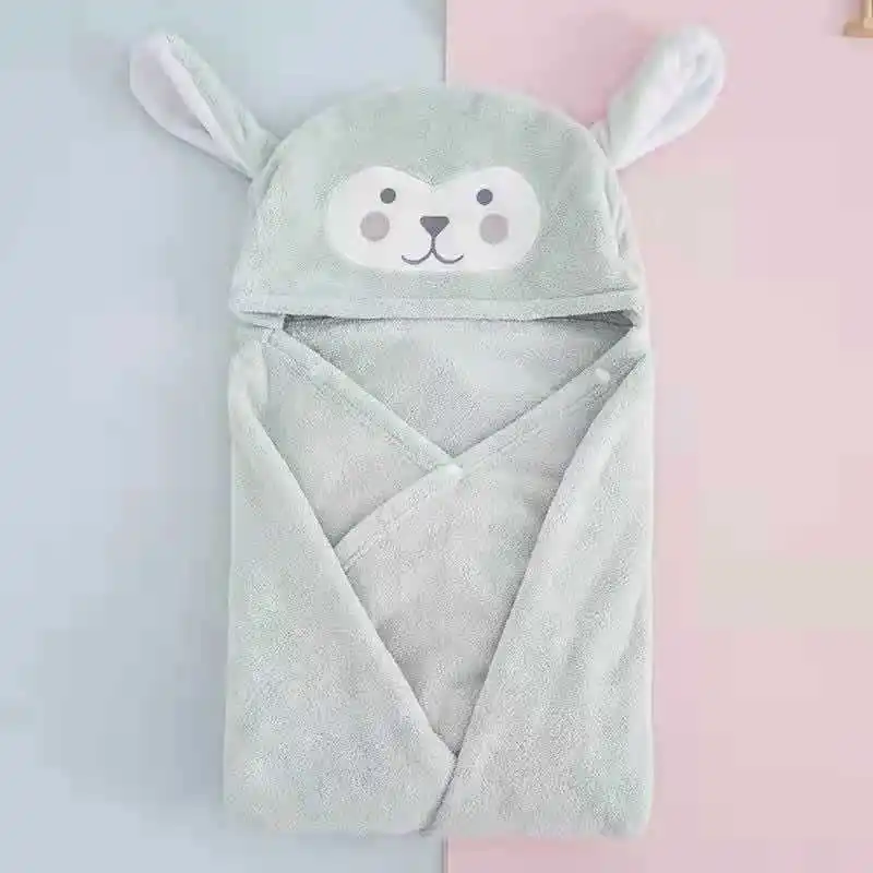 wholesale   Baby Bath Towel Flannel Fleece Cartoon Baby Hooded Poncho Towel