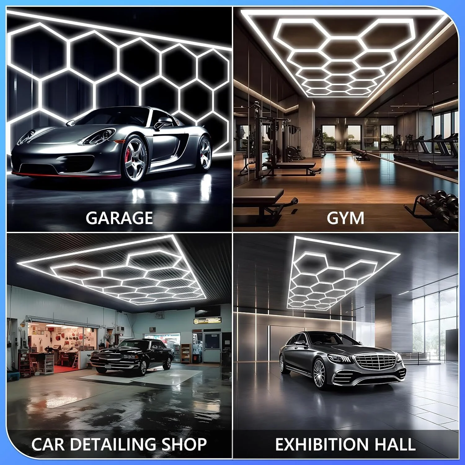 Free Design led hexagonal lights Custom hexagon garage lights for garage ceiling