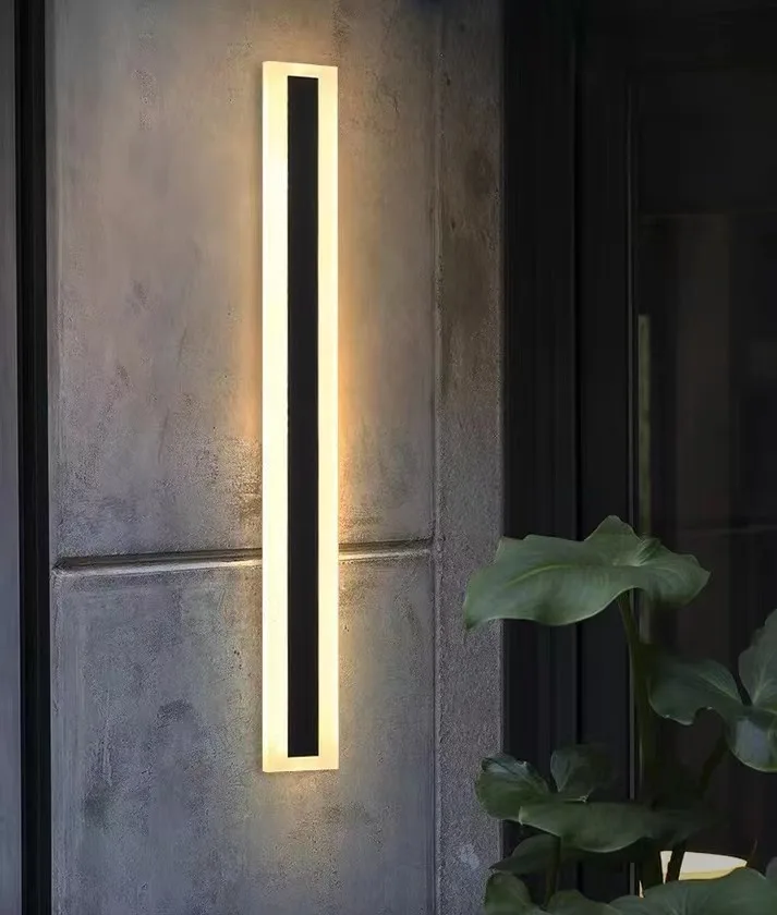 Modern Outdoor Exterior Linear Strip Wall Lamp Waterproof IP65 3000K Warm White Garden Sconce Long LED outdoor Wall Lights