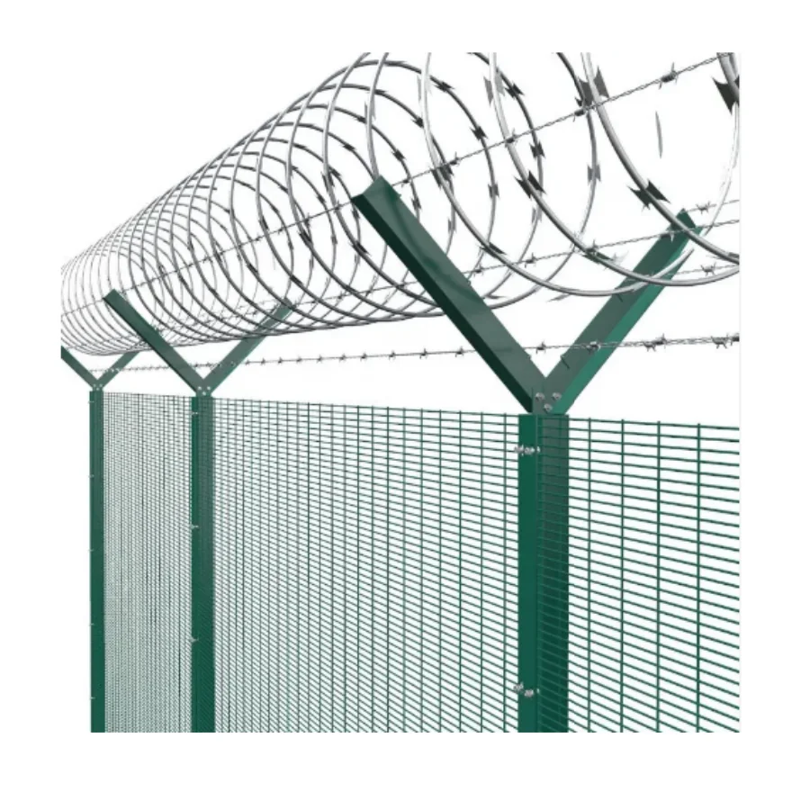 Welded Security Fencing System Razor Wire Mesh 358 Anti Climb Fence Panels For Airport