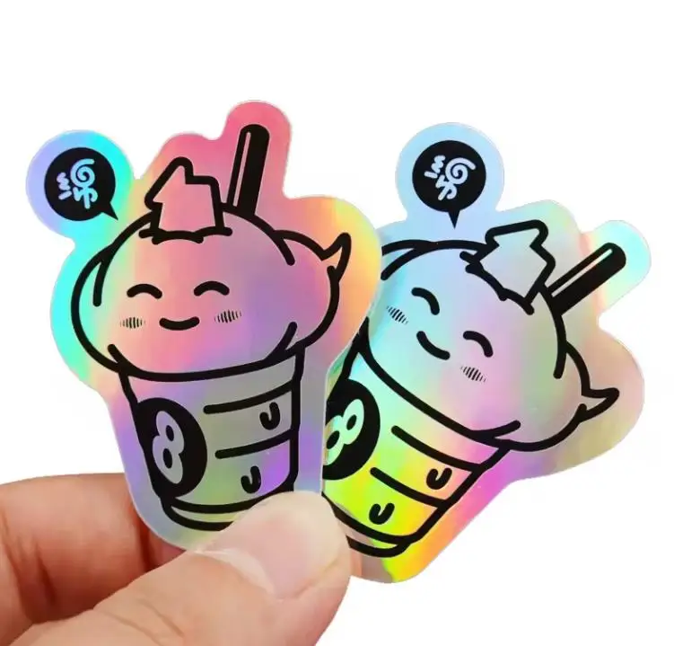 Customized Die Cut  Rainbow Vinyl Die Cut Sticker Paper Printing Hologram Label