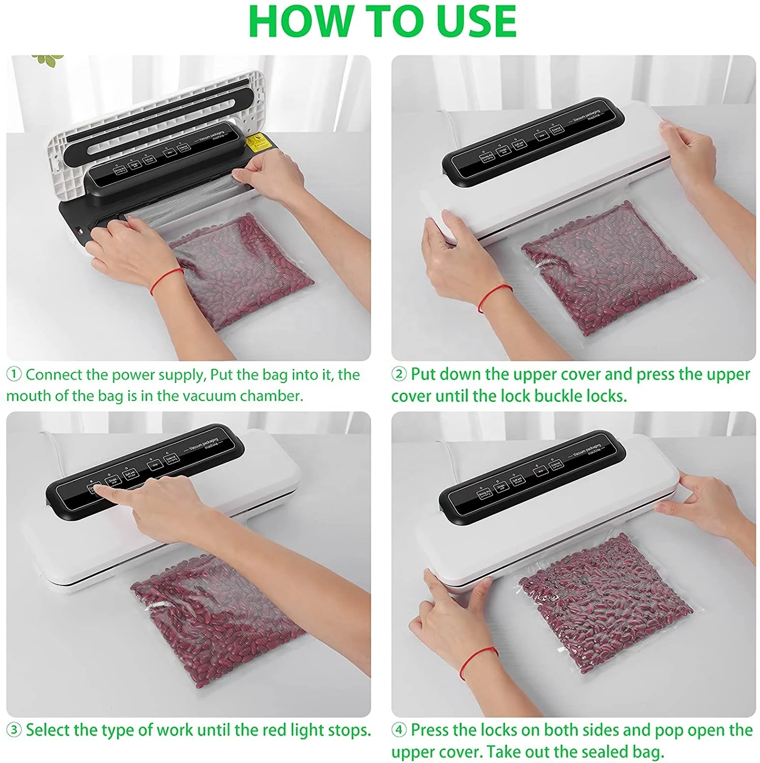 China Factory Home Tabletop Kitchen Appliances Fresh Automatic Seal Vaccum Saver Machine Heat Packing Food Vacuum Sealer