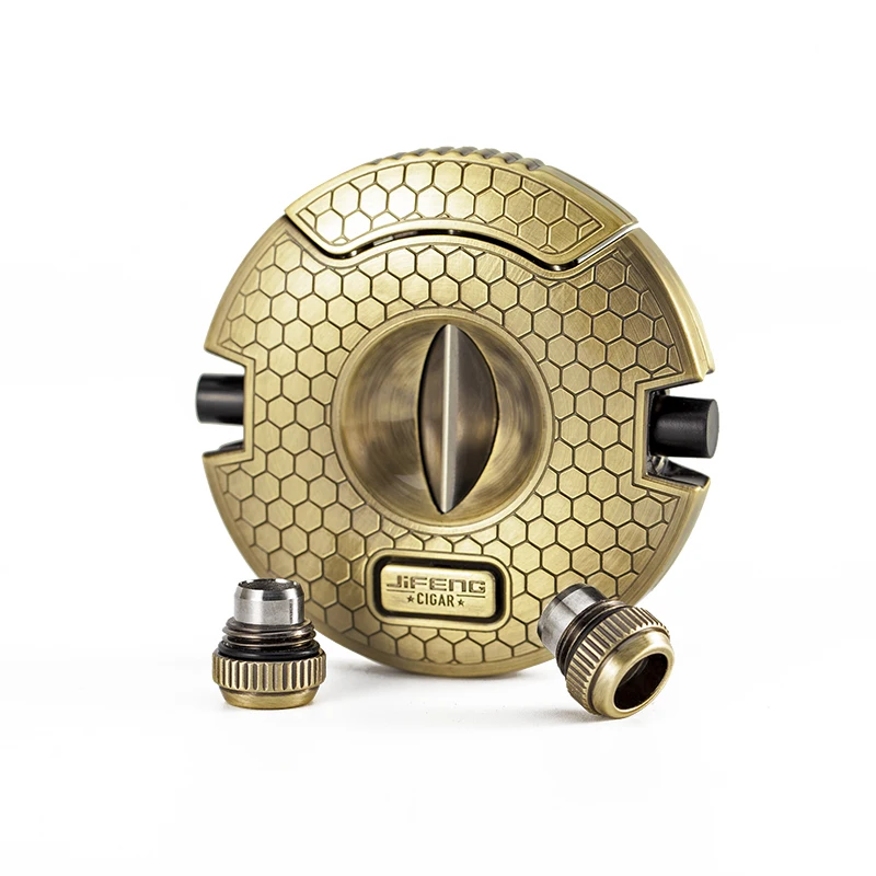 JIFENG JF-TZ267 UFO design vintage/fashion style metal cigar ashtray and cutter set with cigar punches both sides for cigar gift
