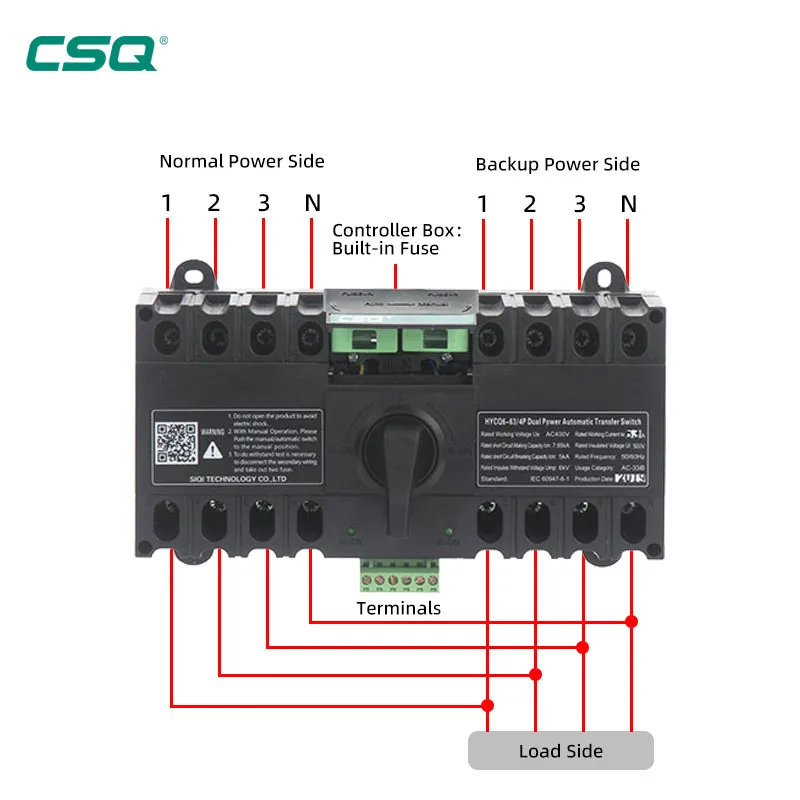 CSQ low voltage switch automatic transfer 4P 63A 220v  automatic transfer switch factory price manual changeover switch