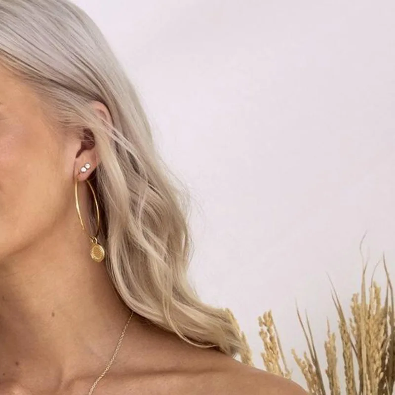 20122119 в ретро стиле для монет Подвесные серьги виде колец хорошее ювелирное изделие S925 покрытие из настоящего золота стерлингового серебра ювелирные изделия