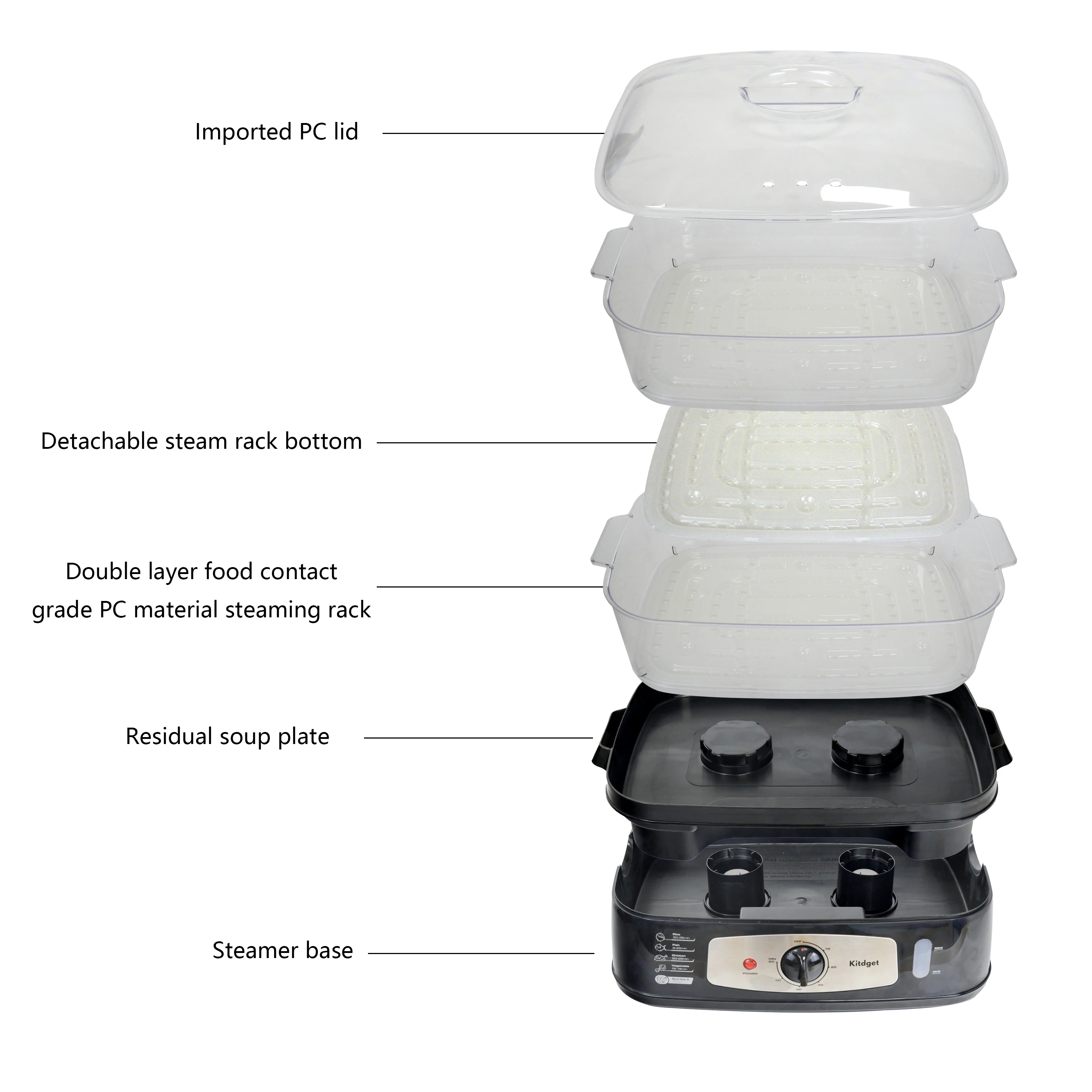 Factory Best Sale stainless steel Electric Food Steamers induction cooker cooker 20L big capacity steamer fish steamer