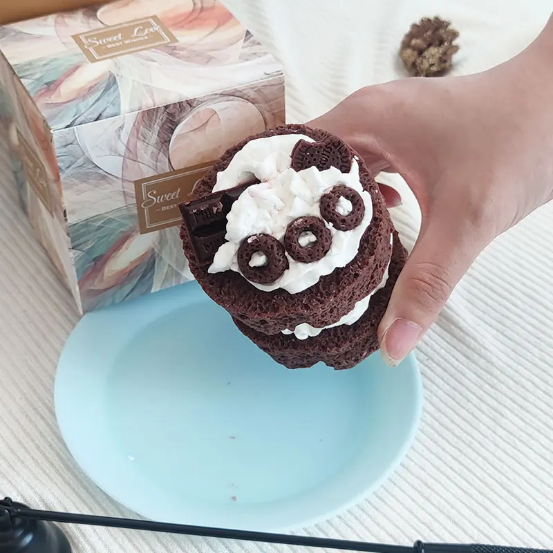 Wholesale Soy Wax Candles Delicious Birthday Cake Chocolate Double Layer Candles Wedding For Guest