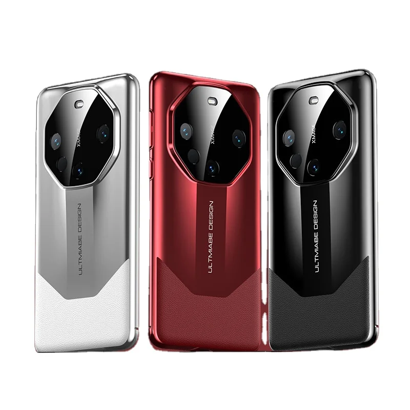 2024 new fit for Huawei Mate60pro phone case, electroplated leather texture drop-proof phone case