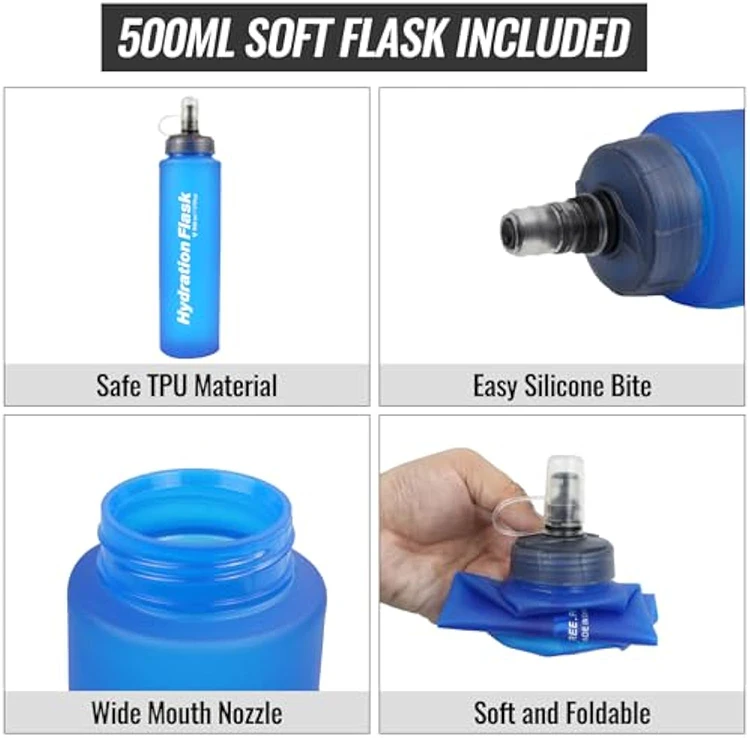 BSCI ISO Running Vest with Water Bottle, Lightweight and Reflective Phone Holder , Breathable Hydration