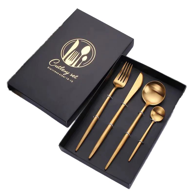 custom printed luxury collapsible paper tableware packaging box cutlery set gift box for knife spoon chopsticks fork
