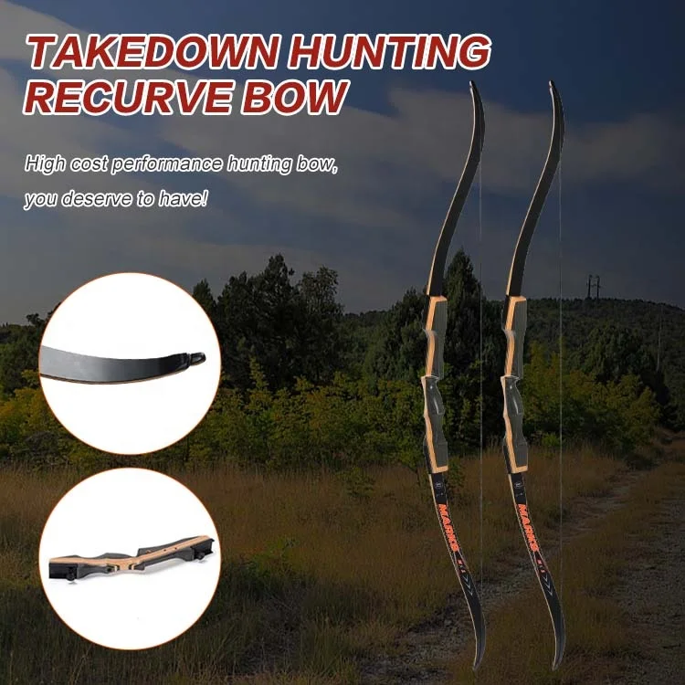 62 Inch 25 30 35 40 45 50 55 60Lbs Hunting Takedown Longbow Recurve Bow Left And Right Hand For Archery