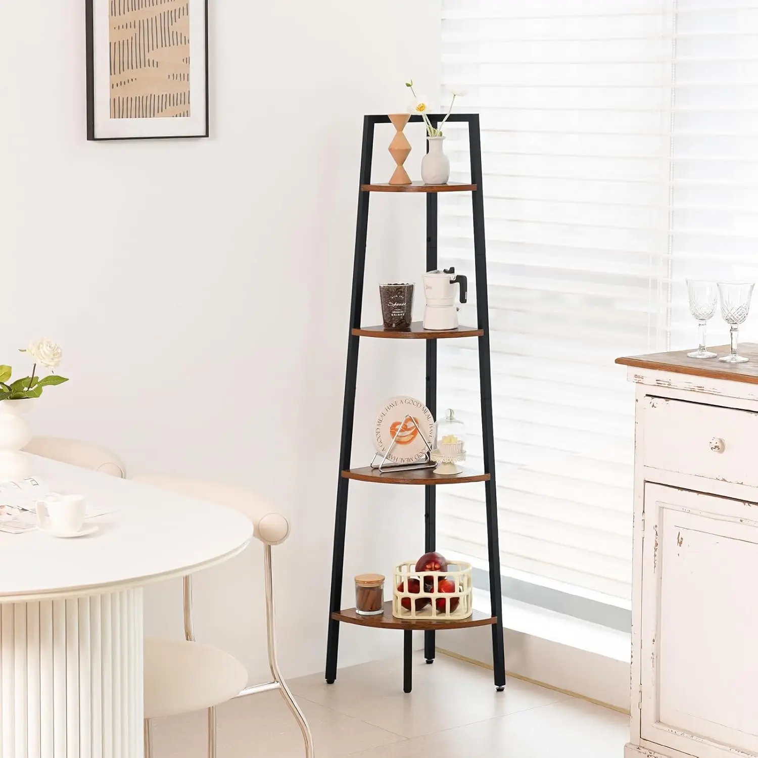 Customized solid wood floor to ceiling storage rack  suitable for living rooms      and study rooms