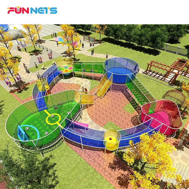 Outdoor colorful rope net park trampoline rope net trampoline for children
