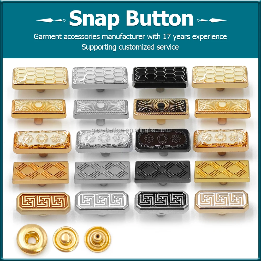 Fashion Octagon Design Thobe Buttons Snap Press Metal Zinc Alloy Four Part Snap Button