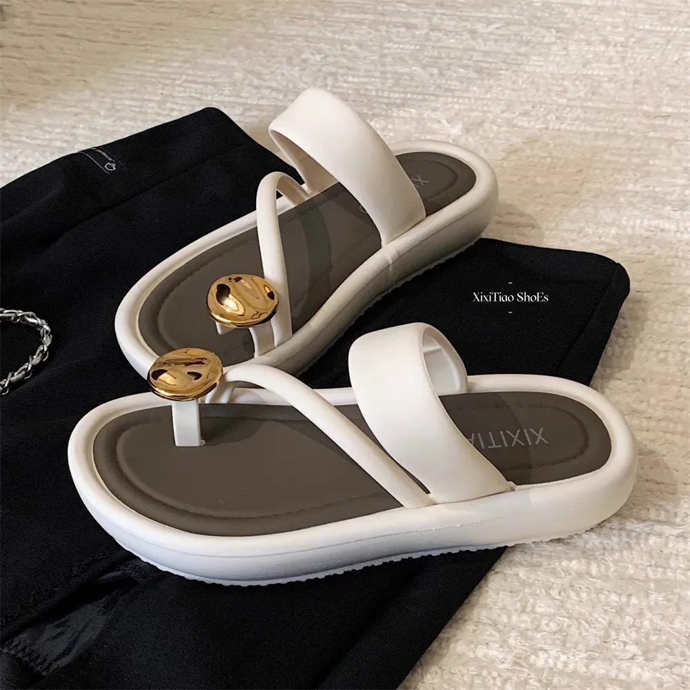 XIXITIAO quality fashion summer ladies beach flip flops pvc women 2024 fashion luxury flat sandals for girls flip flops slipper