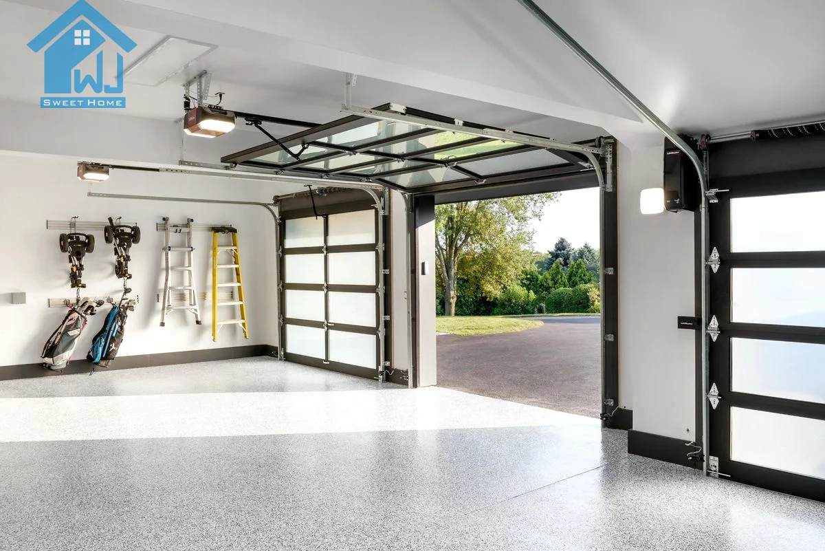 Double tempered glass black color security garage door aluminum garage door panels with German motor other doors