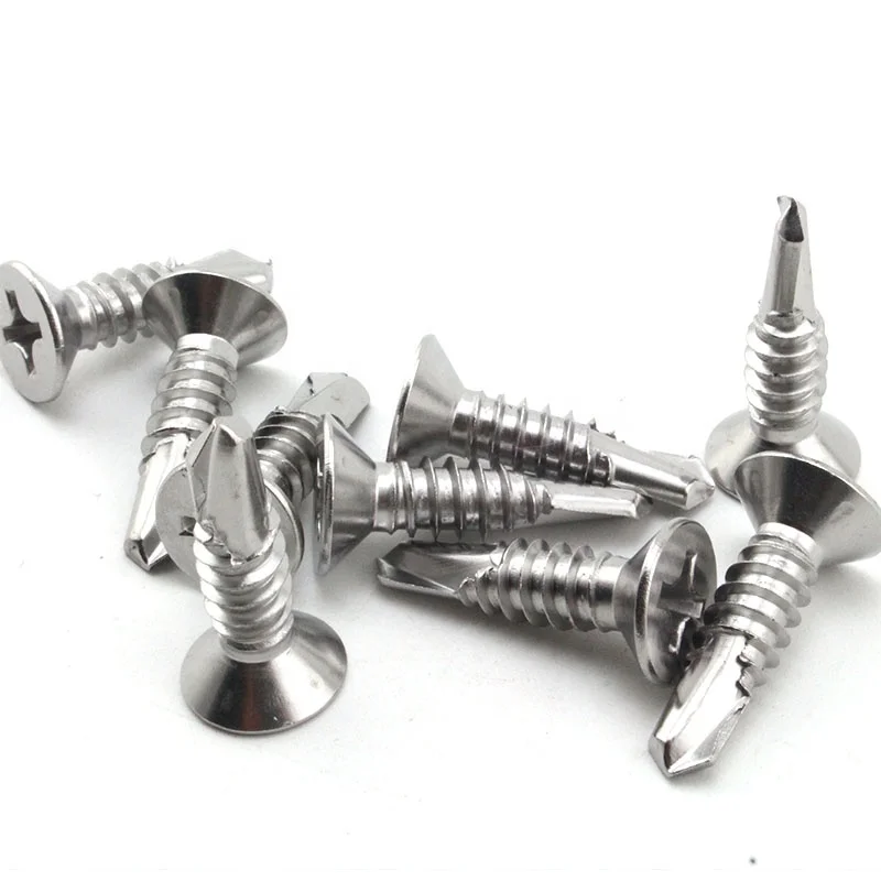 Stainless carbon steel cross recessed countersunk head self drilling screw