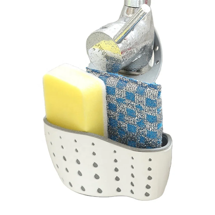 RTS 2023 Kitchen soap sink rack silicone storage basket bag faucet rack adjustable bathroom rack