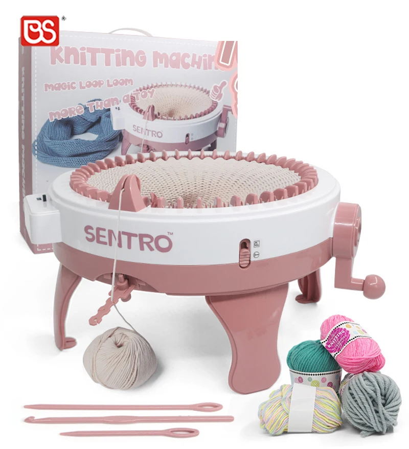 BS DIY Hat Knitting Machine Double Weaving Magic Loop Looms Stars Cylinder Kids Wool Toy Handcraft With 48 Needles Rotating