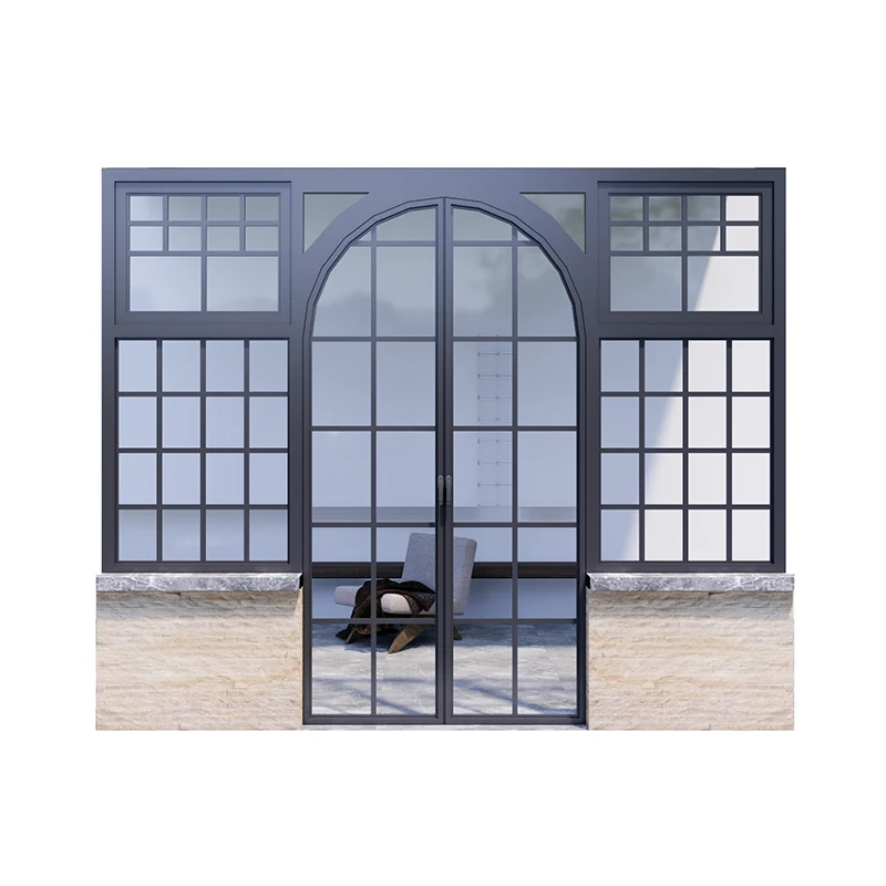 2023 французский уникальный дизайн Элегантный Ретро Двор Гостиная черный створчатый дверной защитный стеклянный перемычка