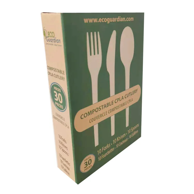 ECO friendly kraft paper folding cardboard cutlery set tableware spoon spork for knife gift packaging paper box for knife