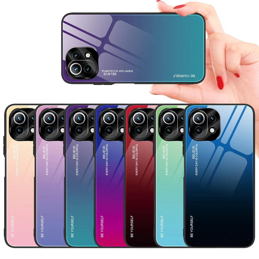 Чехол с градиентным закаленным стеклом для Xiaomi Redmi K40 Pro Мягкий бампер Note 10 чехлы телефонов Xiomi 11