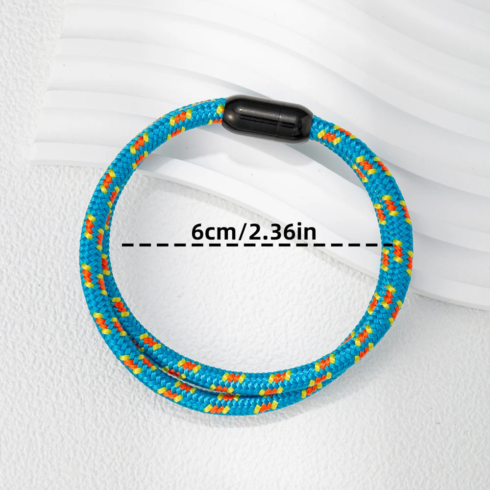 Minimalist Rope Bracelet Unisex Braided Paracord Nautical Double Wrap Bracelet With Strong Magnetic Clasp