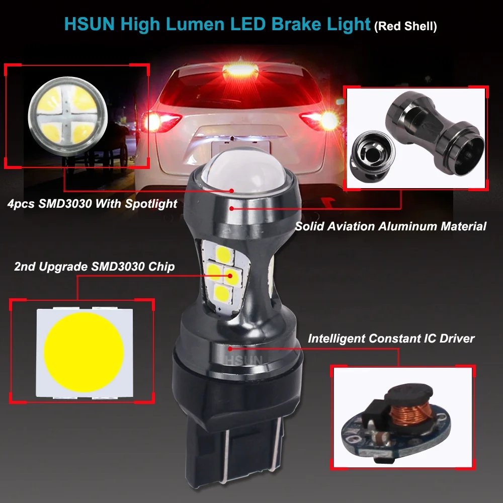  HSUN T20 Янтарная Светодиодная лампа 7440 3030 16SMD поворотные огни стоп-сигнал резервные лампы 7443 светодиодов с супер