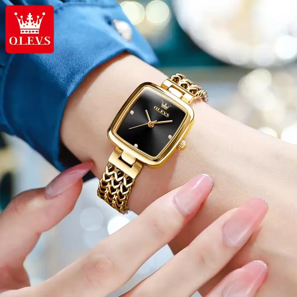 OLEVS 9948 wholesale chinese factory Square Gold Women Watch quartz watches luxury Ladies Wrist Watches Green Face