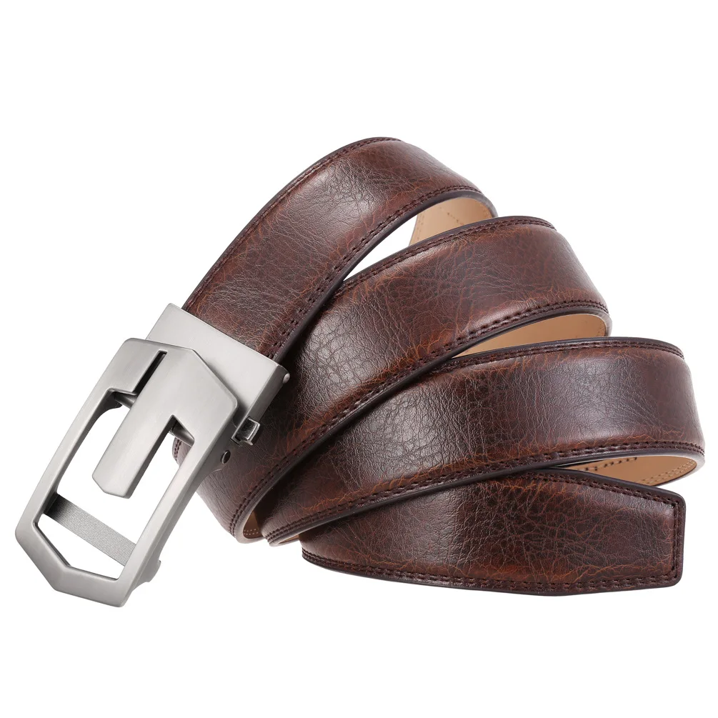 Factory OEM Custom Quality Genuine Luxury Leather Belt for Men Belt Male Strap Male Metal Automatic Buckle