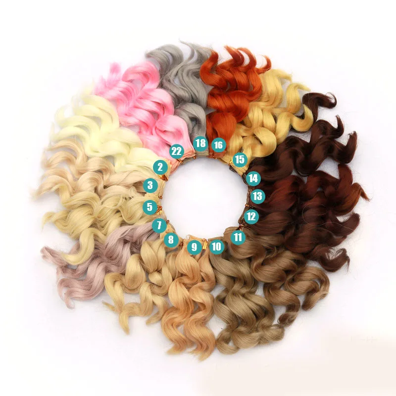 high temperature heat resistant doll wigs gold brown hair for 1/3 1/4 1/6 BJD diy hair styling doll curly wave doll hair 15cm