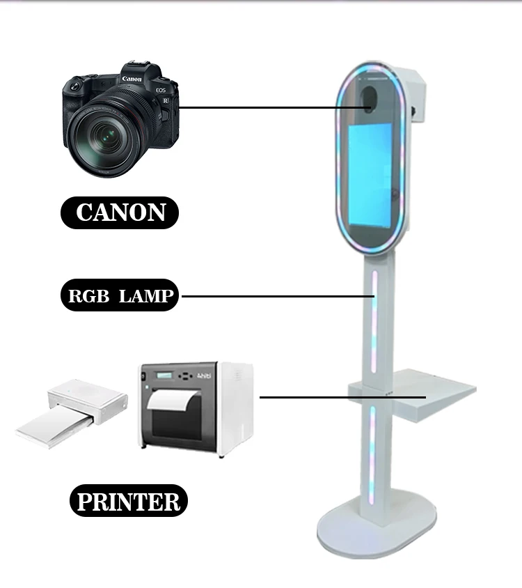 2023 dslr photo booth oval selfie photo booth selfie magic 15.6inch oval dslr photo booth machine