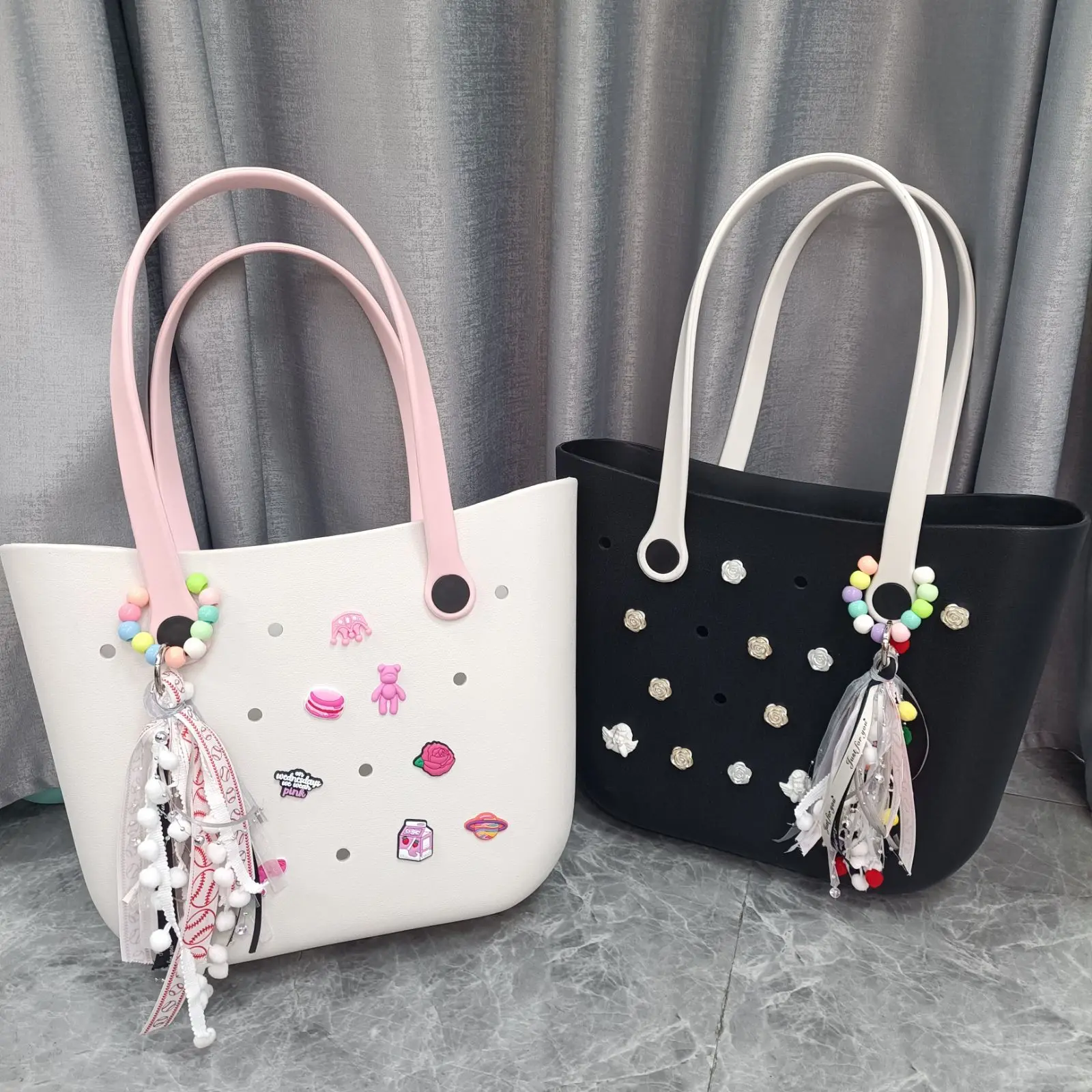 Gift 2024 Cute Soft Keychain Ring Pedant Bag Charm for women accessories Connector holder beach pool many colors