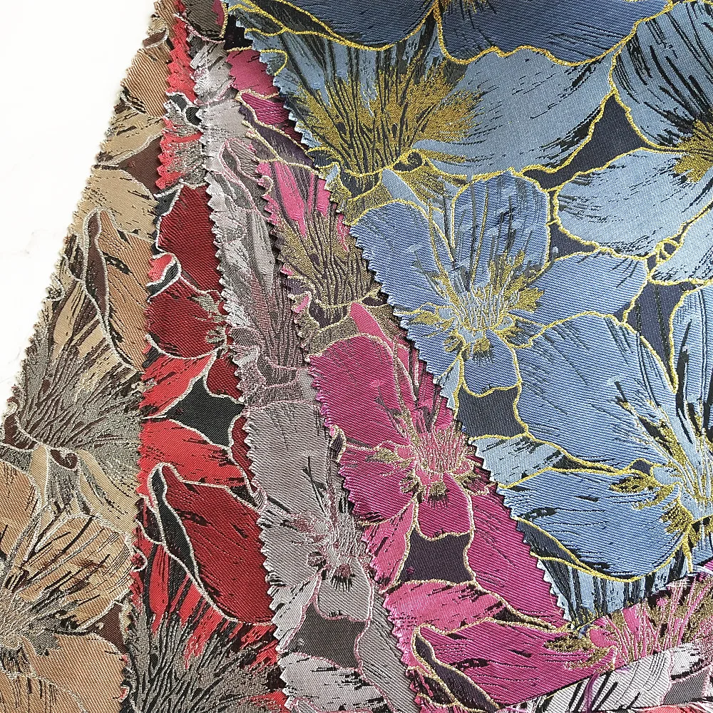 
POLYESTER AND METALLIC NEW DESIGN WOVEN BROCADE JACQUARD FABRIC FOR GARMENT 