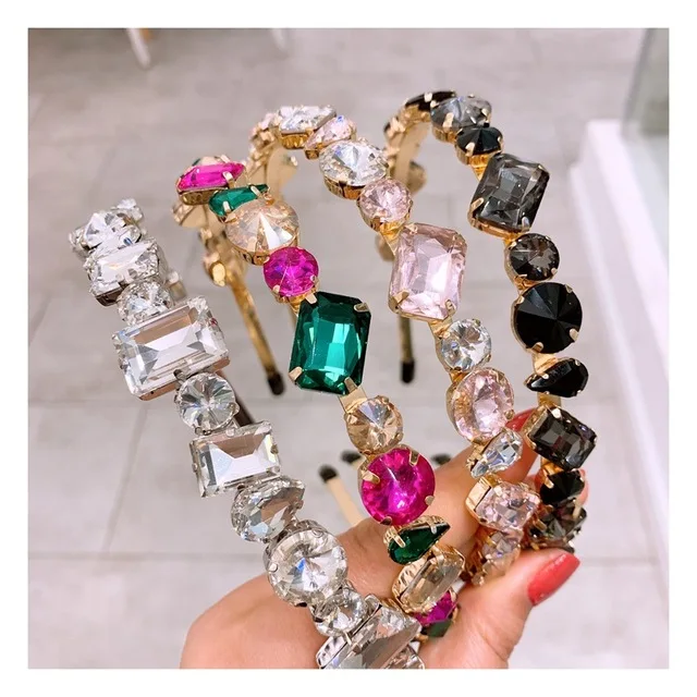 wholesale newest 2021 luxury crystal headband fashion rhinestone headband bandana for women bling headband LSHB001