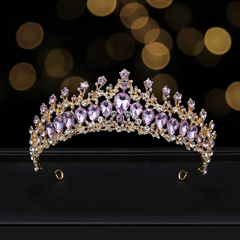 Jewelry crown Shiny Diamond  Wedding Hoop hair Accessories Jewelry Gold Crown Sweet Crystal Princess Tiara