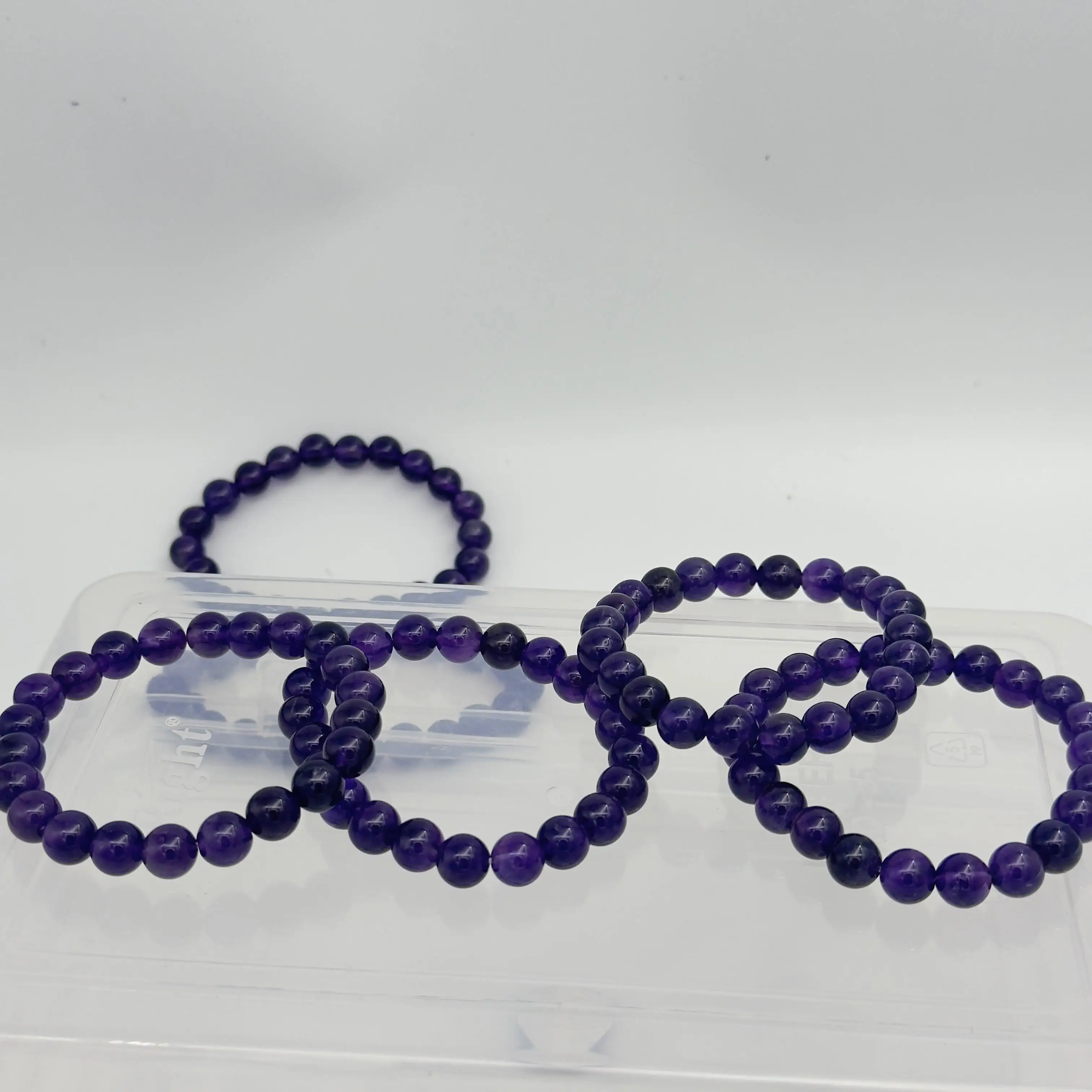 Beautiful Smooth Plain round Handmade Amethyst Gemstone BraceletsPearl Main StoneBangles Bulk Product for Gift
