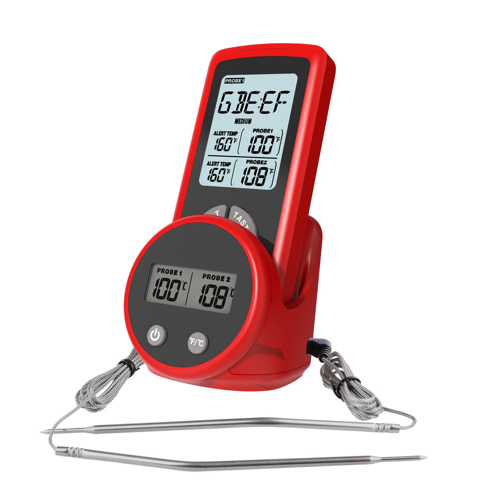 New Wireless Dual-Channel Remote Meat Grill Thermometer, Designed for Kitchen Cooking, Accurate Probe for All Kinds of Food.