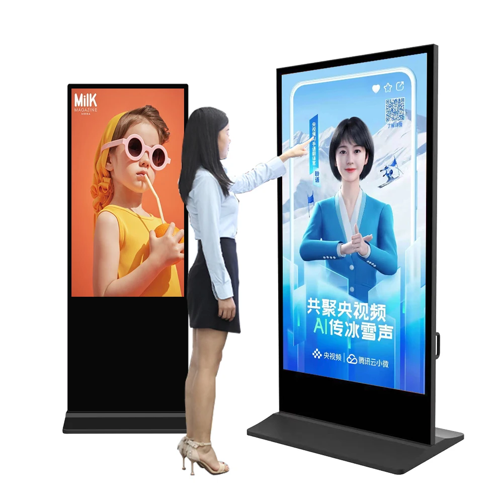 Крытый полноцветный светодиодный дисплей рекламный экран digital signage сенсорный напольная подставка