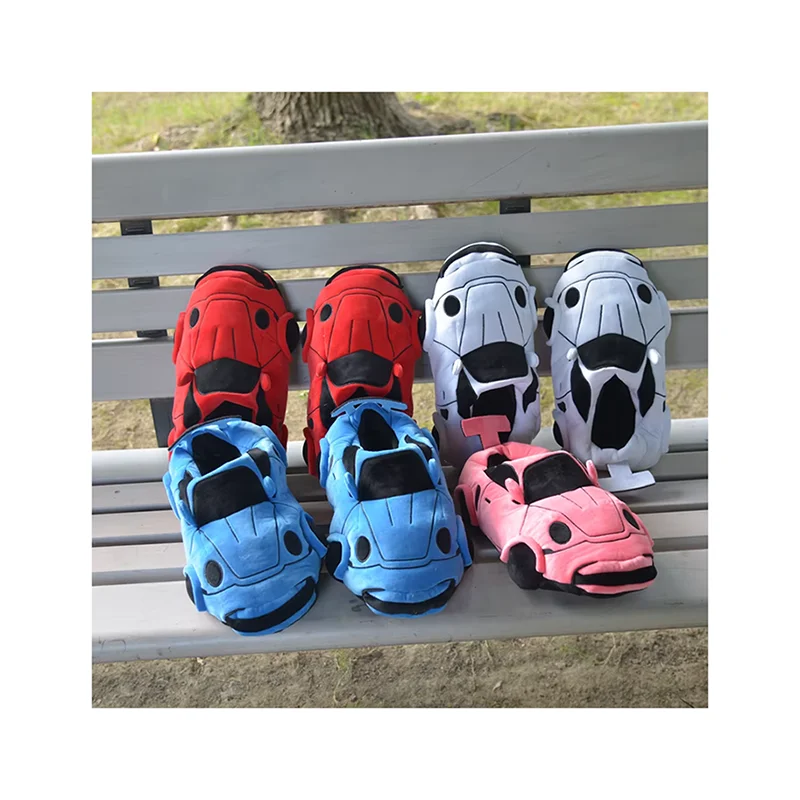 Customized Car Slippers Plush Unisex Cartoon Car Style Indoor Slippers New Design Super Soft Plush Comfortable Home Slippers