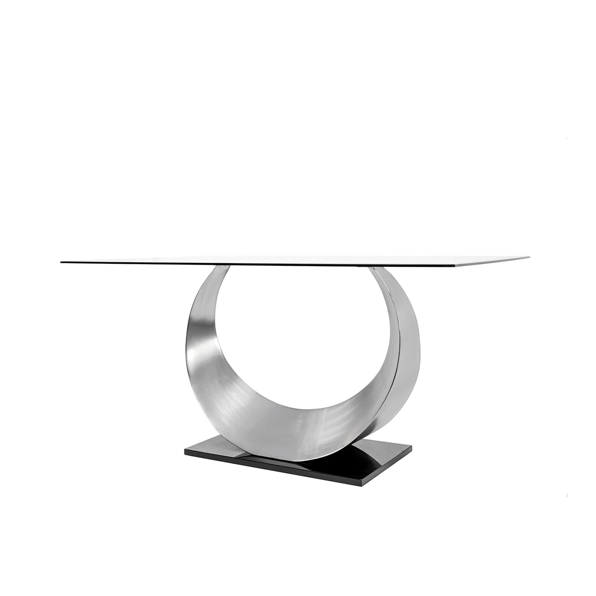 Modern Furniture High End Simple Gold Metal Iron Base Glass Top Rectangular Dining Table Sets With Chairs