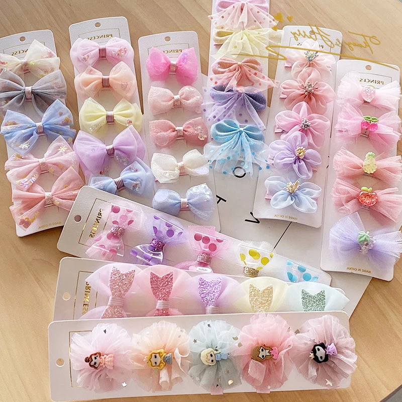 Kids Princess Baby Hairpin Girl Cute Hair Accessories Set Hair Clip With Bow