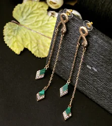 Antique Unique Design Boho Pendientes Natural Stone Animal Long Green Turquoise Vintage Gold Snake Earrings For Women Wholesale