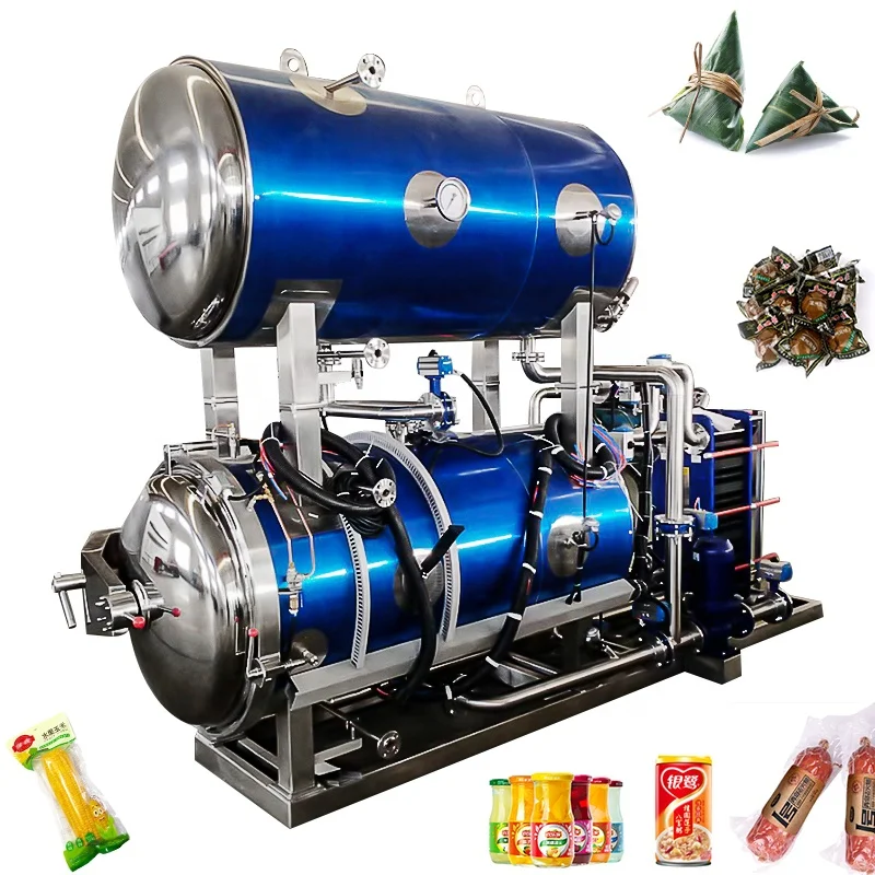 Water spray sterilizer retort hot sale commercial Jars Tin sardine canned food spraying automated retort pouch machine