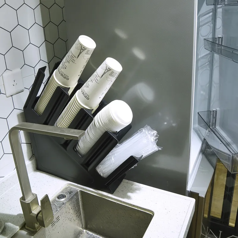 Milk tea drink warming cooling wood  Coffee Bar Supplies Dispenser Stand Rack Kitchen Storage Disposable Paper Cup Holder