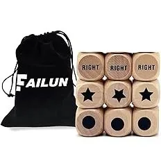 C02205 Customized Good Quality Natural Beech 1 inch 2.5cm wood Dices with Drawstring Bag Left Right Center Game
