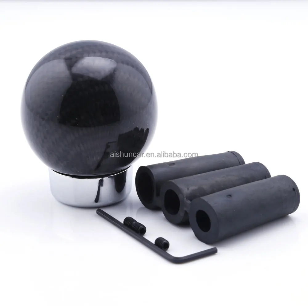 DTOUCH  Universal Carbon Fiber Shift Knob Gear Shifter Knobs with 3 Adapters Round Ball Stick Level Car Gear Shift Knob